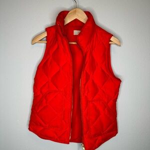JCrew red zip up down feather vest size XS women’s